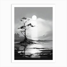 Tranquility Abstract Black And White 2 Art Print