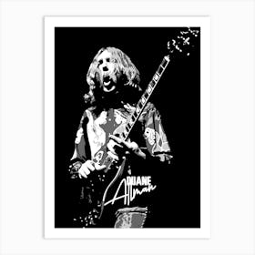 Duane Allman Musician Legend in Grayscale Illustration 2 Art Print