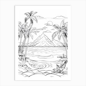 The Island Of Motunui (Moana) Fantasy Inspired Line Art 2 Art Print