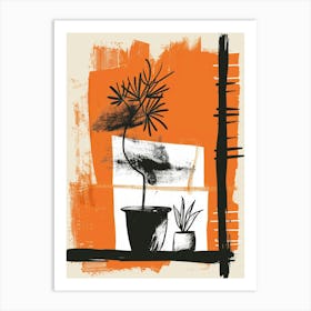 Orange And Black Abstract Painting 5 Art Print