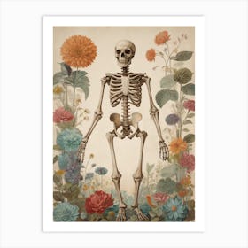 Botanical Skeleton Vintage Painting (7) Art Print