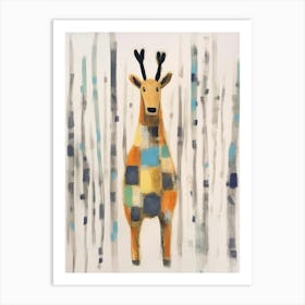 Elk Kids Patchwork Painting Art Print