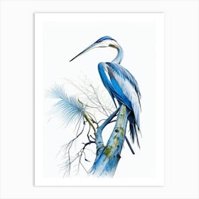 Blue Heron In Tree Impressionistic 1 Art Print