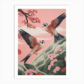 Vintage Japanese Inspired Bird Print American Kestrel 1 Art Print