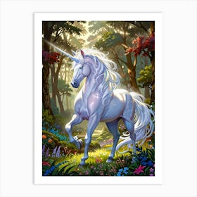 Unicorn In The Forest 16 Art Print