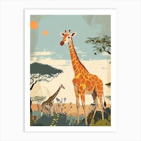 Modern Illustration Of Two Giraffes 6 Art Print