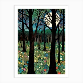 William Morris Moonlight In The Forest 26 Art Print