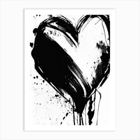 Abstract Heart Symbol Black And White Painting Art Print