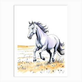 White Horse Running Art Print