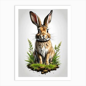 Rabbit In Grass Art Print