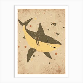 Shark & Fish Mocha Art Print