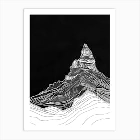 Pen Y Fan Mountain Line Drawing 2 Art Print