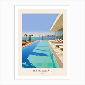 Barcelona Spain 1 Midcentury Modern Pool Poster Art Print