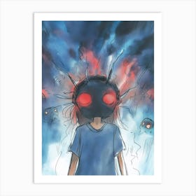 Inner Demons - Girl In A Mask Art Print