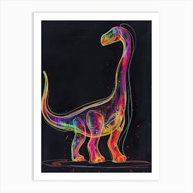 Dinosaur Neon Outlines 4 Art Print