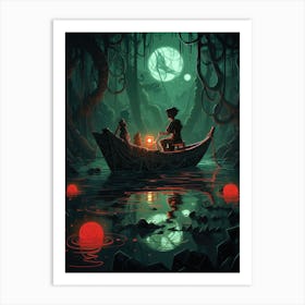 Boat In The Dark Art Print