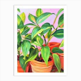 Epipremnum Aureum 3 Impressionist Painting Plant Art Print
