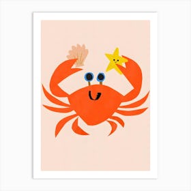 Cartoon Crab With Star Art Print