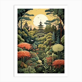 Ninna Ji Temple Japan Henri Rousseau Style 3 Art Print