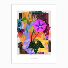 Morning Glory 2 Neon Flower Collage Poster Art Print