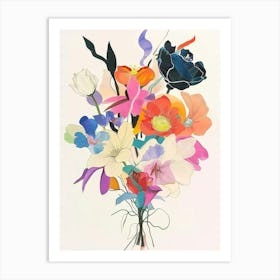 Moonflower Collage Flower Bouquet Art Print