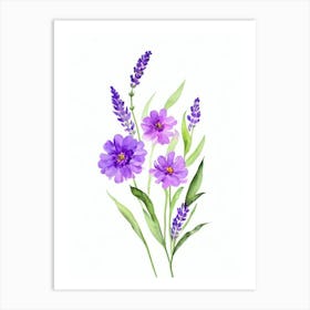 Lavender Watercolour Flower Art Print