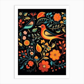 Folk Bird Illustration Swallow 1 Art Print