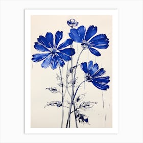 Blue Botanical Daisy 1 Art Print