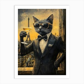 Cat In Paris 1 Art Print