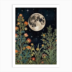 Moonlight In The Garden Style William Morris 7 Art Print