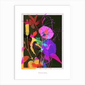Morning Glory 3 Neon Flower Collage Poster Art Print
