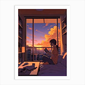 Anime Girl Reading A Book 8 Art Print