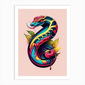 File Snake Tattoo Style Art Print