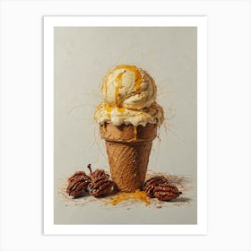 Ice Cream Cone With Pecans 3 Art Print