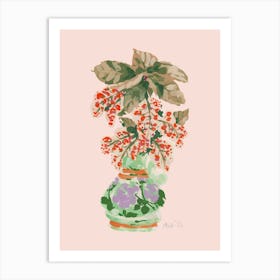 Blooming Vase In Red Art Print