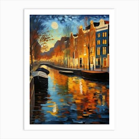 Wall painting print, Amsterdam, Netherlands, landscape art, Van Gogh style, fine art..260 Art Print