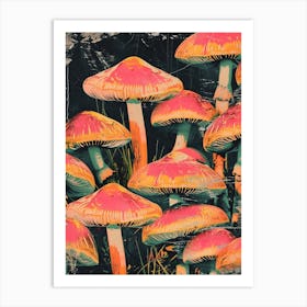 Retro Kitsch Mushroom Collage 4 Art Print