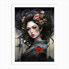 Geisha Japanese Style Illustration 3 Art Print