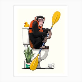 Chimp On The Toilet Art Print