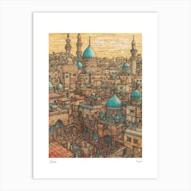 Cairo Egypt Drawing Pencil Style 2 Travel Poster Art Print