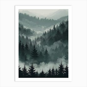 Forest Landscape With Fog Art Print