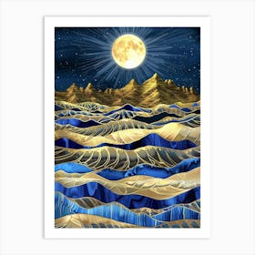 Moonlight Over The Ocean 13 Art Print