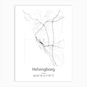 Helsingborg,Sweden Minimalist Map Art Print