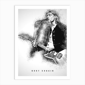 Kurt Cobain Guitarist Sketch Art Print