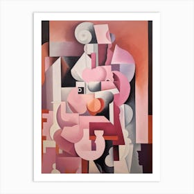 Pink Cubism Art Print