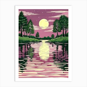 Moonlight On The Lake Art Print