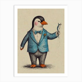 Penguin In A Suit 3 Art Print