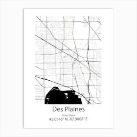 Des Plaines,United States Minimalist Map Art Print