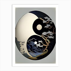 Yin and Yang Symbol 2, Japanese Ukiyo E Style Art Print