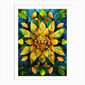 Colorful Stained Glass Flowers 25 Art Print